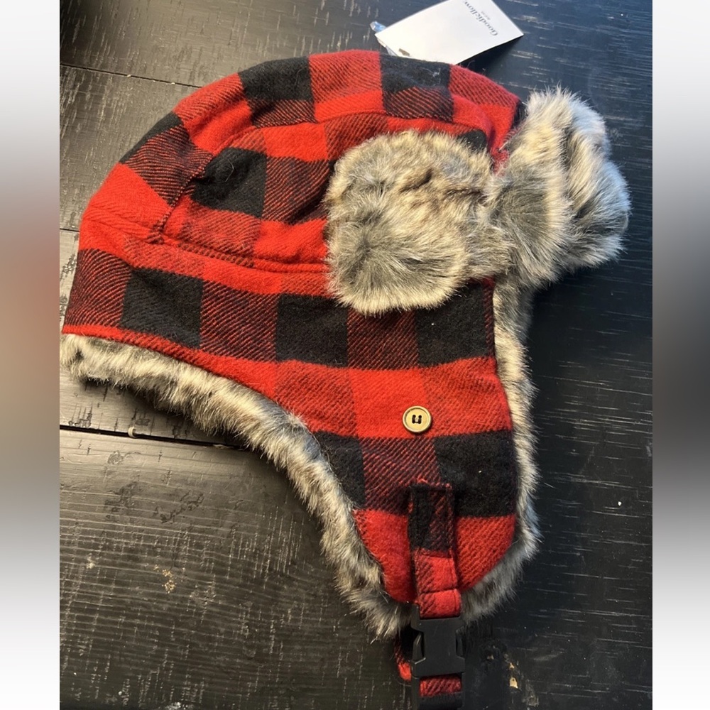 Goodfellow Buffalo Check Winter Faux Fur Lined Trapper Hat New